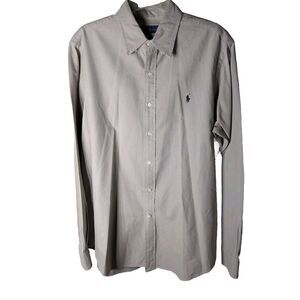 Ralph Lauren Mens Long Sleeve‎ Button Down Shirt Large Beige Yellow Label